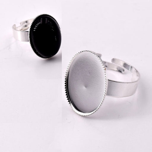 Ring For Cabochon Silver Stainless Steel - Oval Cabochon 18x13mm -adjustable (1)
