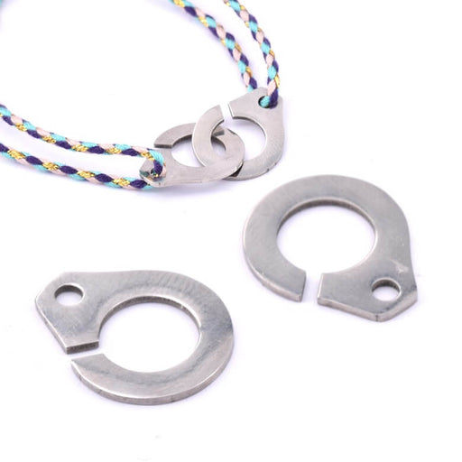 Buy Connector handcuffs clasp stainless steel 19x15mm - Hole: 2mm (1)