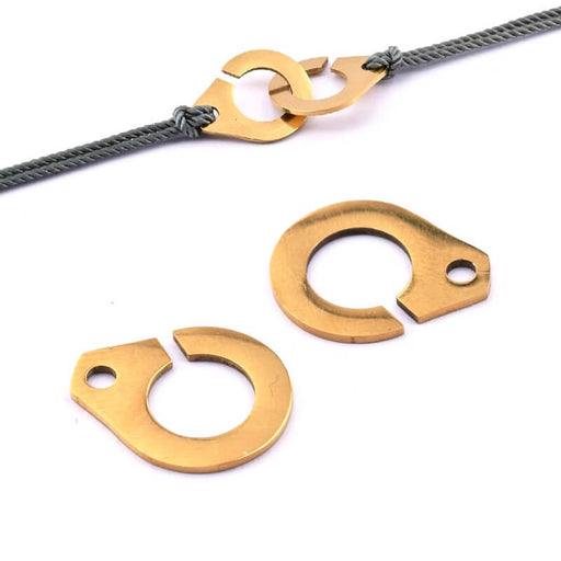Connector handcuffs clasp gold stainless steel 19x15mm - Hole: 2mm (1)