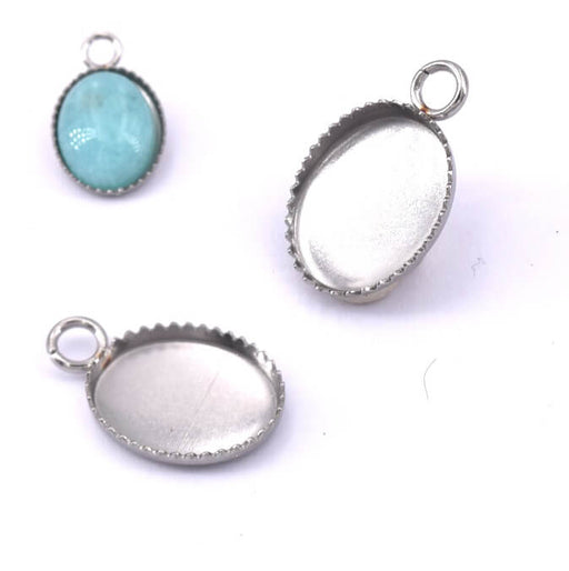 Oval pendant Stainless steel for 10x6mm cabochon (2)
