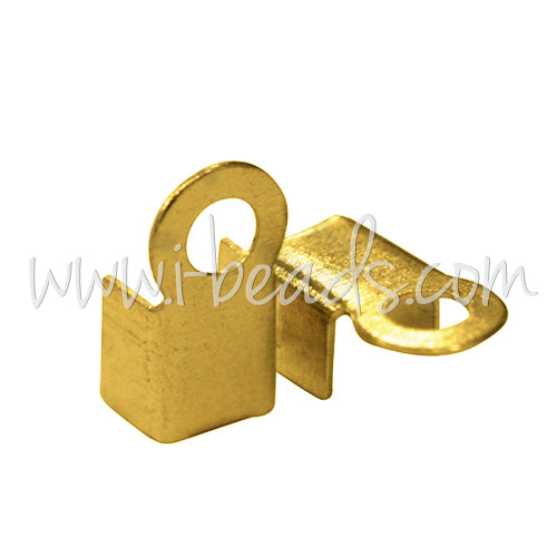 Cord ends fold over metal gold finish 1.5x4mm (10)