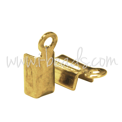 Cord ends fold over metal gold finish 4x5mm (10)