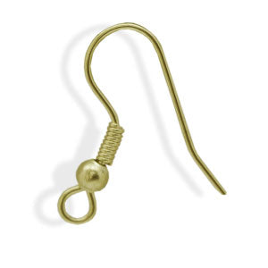 Fish hook earring finding with ball and coil metal gold finish 18mm (10)