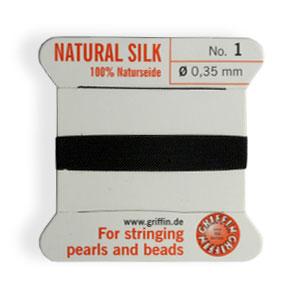 Bead cord natural silk black 0.35mm (1)