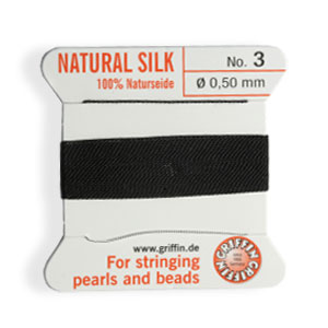 Bead cord natural silk black 0.50mm (1)
