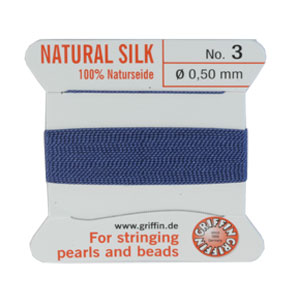Bead cord natural silk blue 0.50mm (1)