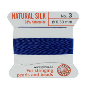 Bead cord natural silk dark blue 0.50mm (1)