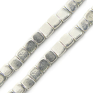 Buy Flat square bead metal silver plated strand 3x5mm (1)