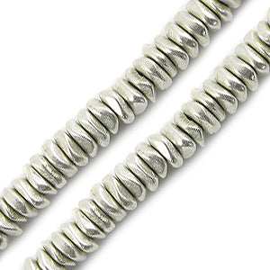 Buy Chips heishi bead brass silver plated 4x2mm strand (1)