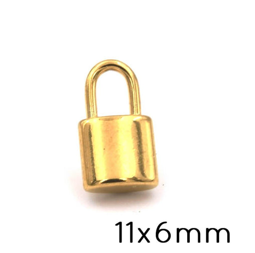 Buy Charm Pendant Padlock Stainless Steel golden 11x6mm (1)