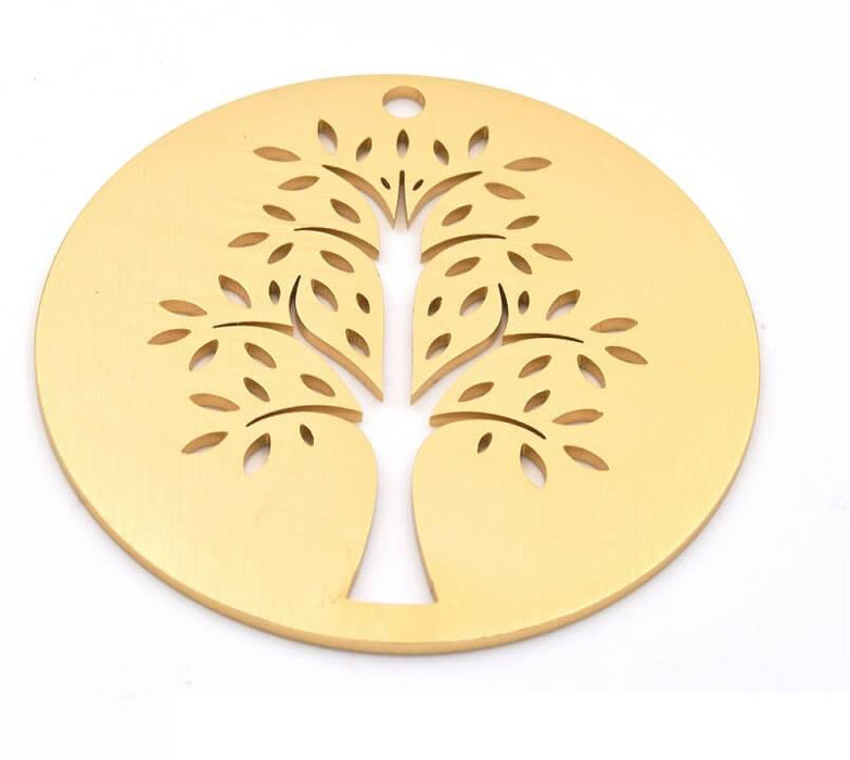 Tree of Life Pendant Round Aluminum Gold 5cm (1)