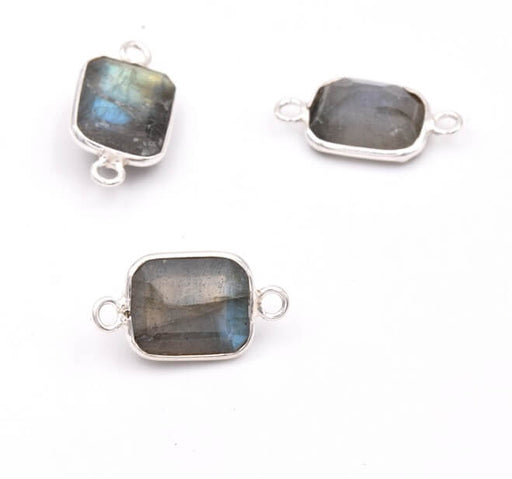 Connector Labradorite Rectangle - Sterling Silver 11x9mm (1)