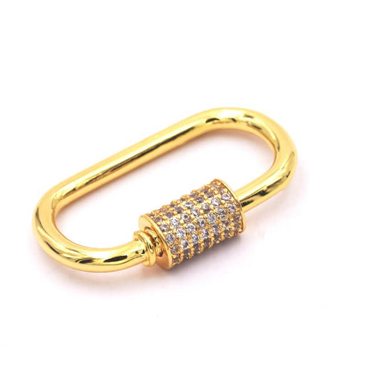 Screw clasp jewel pendant link with zirconium colour gold 27x17x2.5mm (1)
