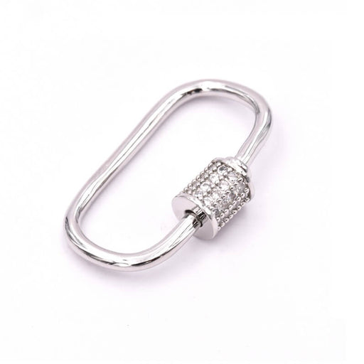 Screw clasp jewel pendant link with zirconium colour rhodium 25x15x2mm (1)