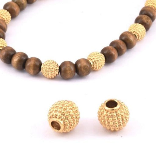 Round Bead Ethnic Round Bead brass gold plated quality 8mm - hole: 2,5mm (2)