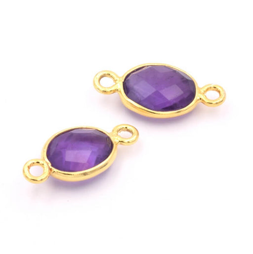 Amethyst Faceted Oval Connector Gold Vermeil Setting 10x8mm (1)