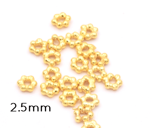 Tiny Heishi Flower Rondelle Beads 2,5mm 925 Silver Gold Plated (20)