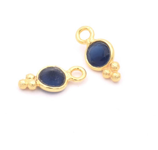 Buy Charm Round Sapphire Set in 925 Silver Gold Plated 8x5mm (2)