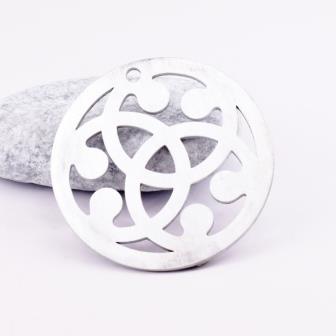 Aluminum Pendant Arabesque Round Silver 5cm (1)