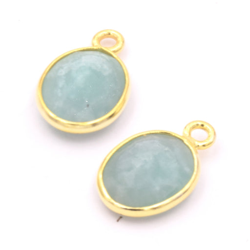Pendant Oval Faceted Amazonite - 925 Silver Gold Plated 12x10mm (1)