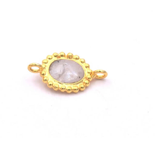 Connector oval Moonstone Set with silver 925 gold plated 8x6mm (1)