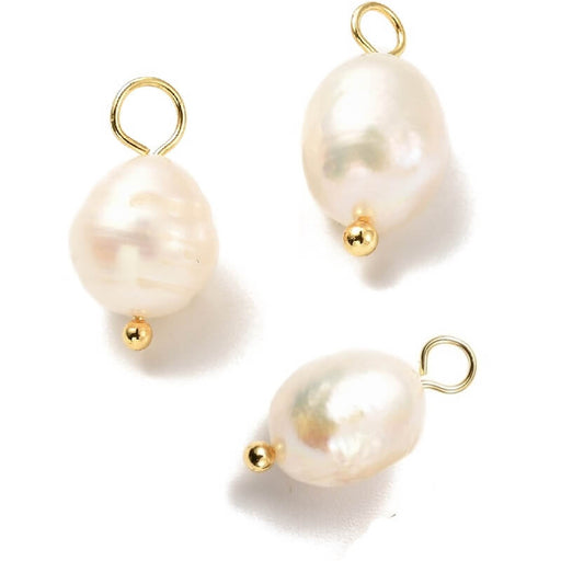 Freshwater Pearl Baroque Pendant - 10x8mm with Quality Gold Thread (2)