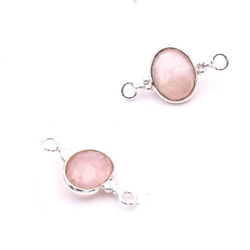 Oval Connector Rose Quartz Sterling Silver - 9x6mm (1)