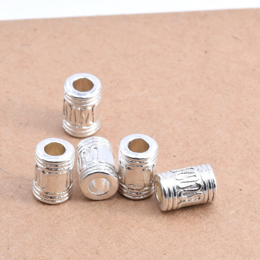 Buy Tube Beads Ethnic Cylinder Silver metal - 10x7mm - Hole: 4mm (1)