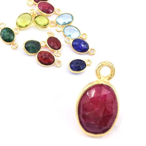 Pendant Oval Ruby Set in 925 Sterling Silver Golden 9x7mm (1)