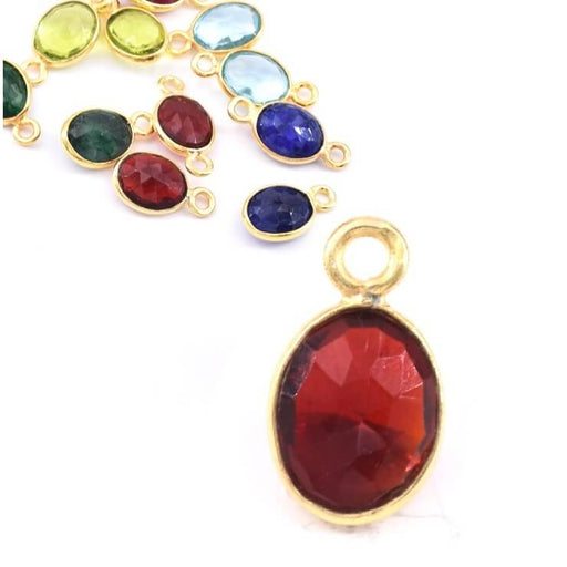 Pendant Oval Garnet Set in 925 Sterling Silver Gilded Golden 9x7mm (1)
