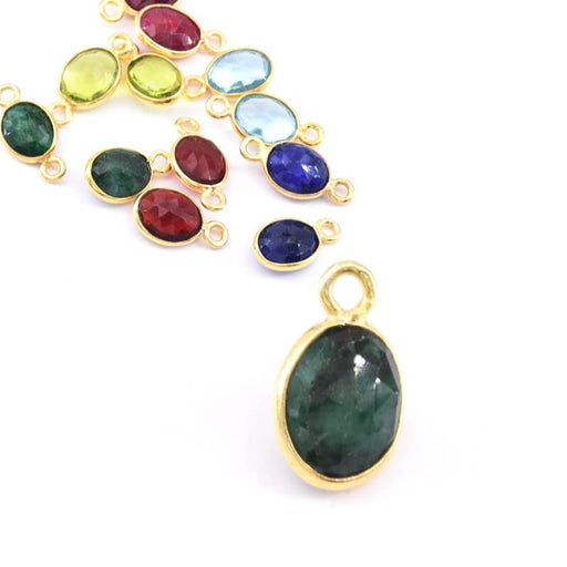 Buy Pendant Oval Green Onyx Set in 925 Sterling Silver, Gilded Golden 9x7mm (1)