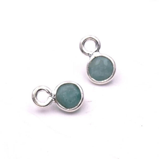 Tiny Charms Pendants Round Amazonite Set Silver 925 - 9x5mm (2)