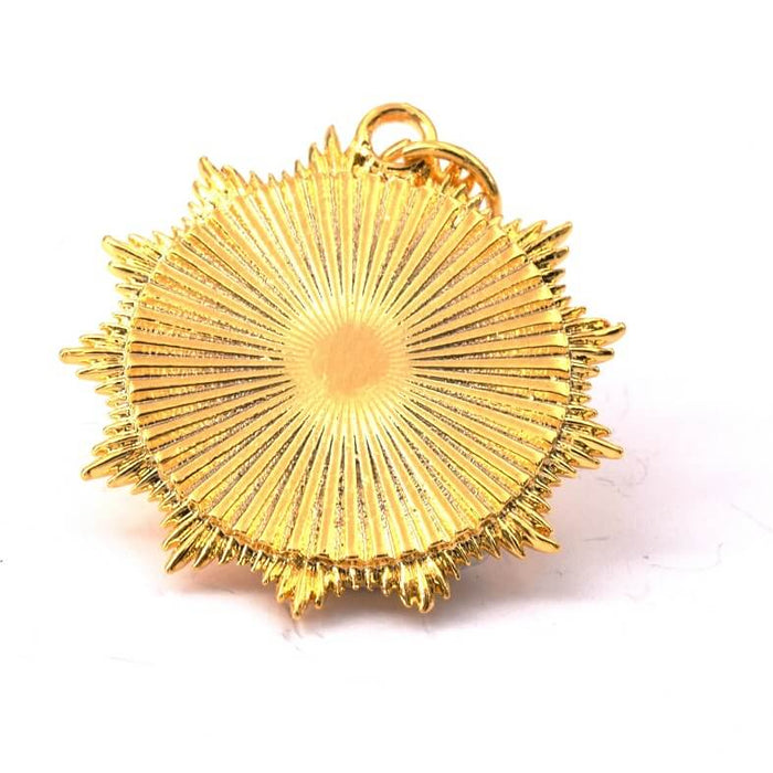 Medal Pendant Sun Golden Brass for Cabochon SS16-4mm - 24mm (1)