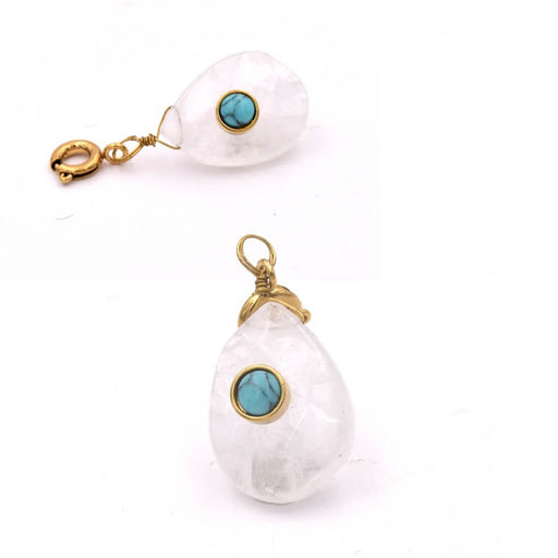 Buy Drop Pendant Faceted Quartz Crystal with Cabochon Howlite 18x13mm (1)