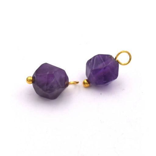 Charms Polygon Amethyst Bead 8x9mm - Golden pin (2)