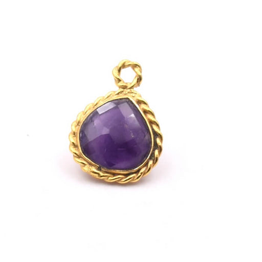 Buy Faceted Drop Pendant Amethys Set Brass Gilded Fine Gold 11x11mm (1)