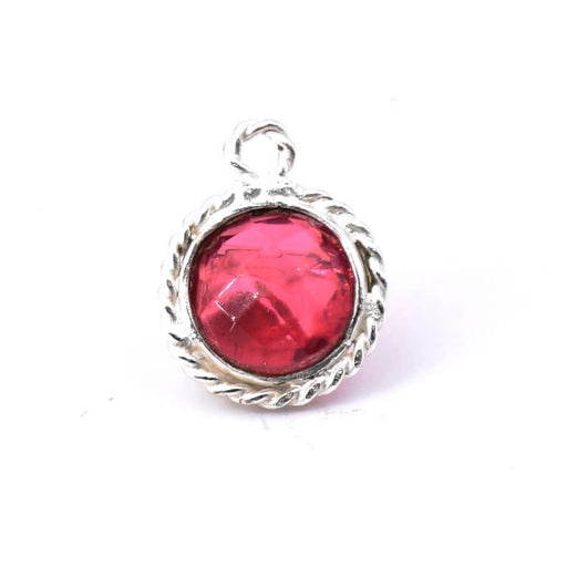 Round Pendant Sterling Silver- Faceted Pink Tourmaline - 11mm (1)