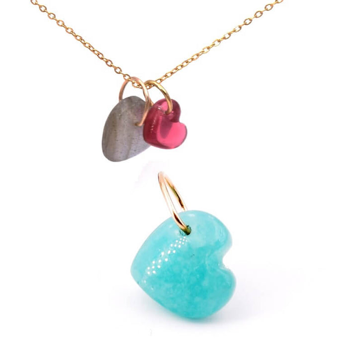 Heart Pendant 10mm Amazonite with Gold Filled Ring (1)