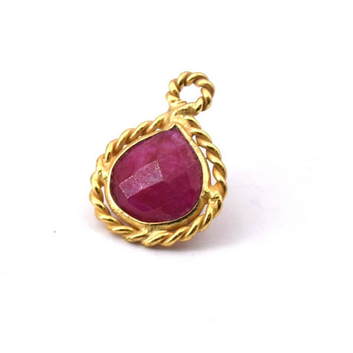 Drop Pendant Faceted Ruby Gold Flash - 12x12mm (1)