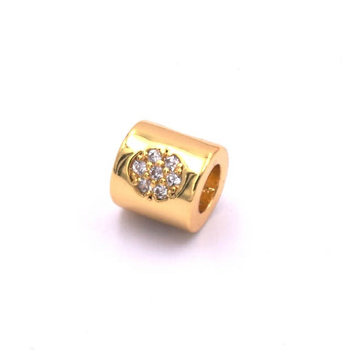 Tube bead flash fine gold quality with full moon zircon 6x6mm (1)