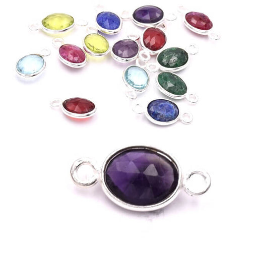 Oval Connector Amethyst 925 Sterling Silver - 9x7mm (1)