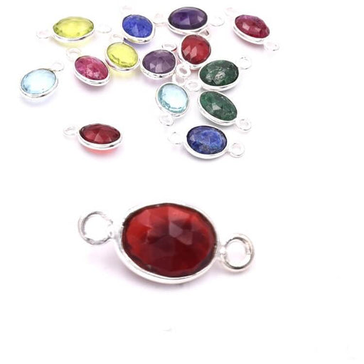Buy Oval Connector Garnet 925 Sterling Silver - 9x7mm (1)