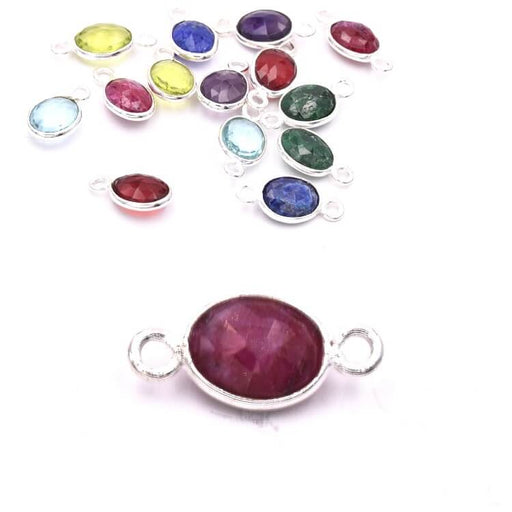 Buy Oval Connector Ruby Set in 925 Silver - 9x7mm (1)