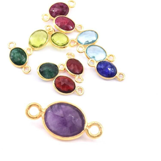 Oval Connector Amethyst Set in 925 Sterling Silver and golden - 9x7mm (1)