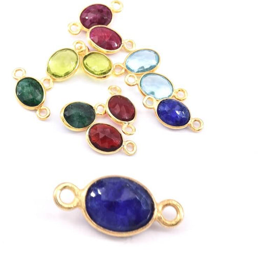 Buy Oval Connector Lapis Lazuli Set in 925 Sterling Silver and golden - 9x7mm (1)