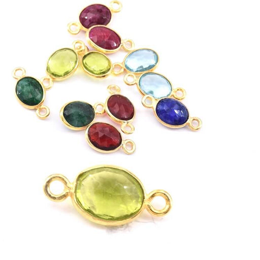 Oval Connector Peridot Set in 925 Sterling Silver and golden - 9x7mm (1)