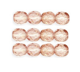 Buy Czech fire-polished beads Crystal Transparent Topaz Pink 4mm (100)