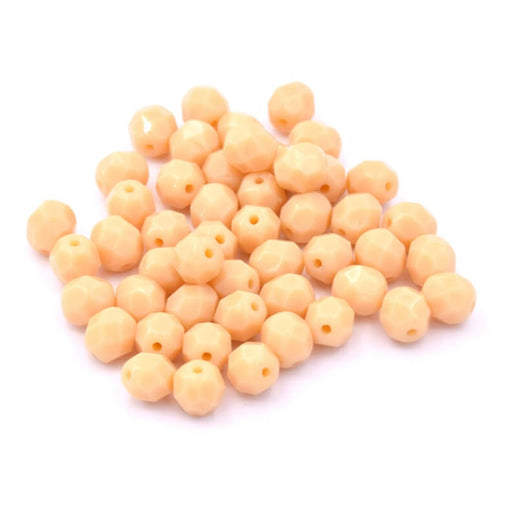 Firepolish faceted bead Ivory 6mm - Hole: 1mm (50)