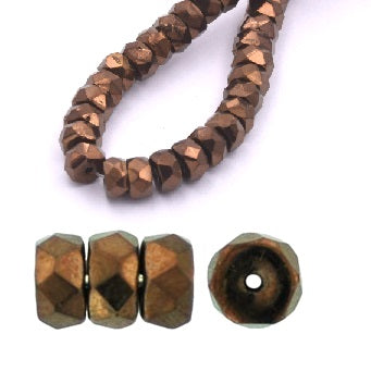 Bohemian faceted rondelle bead Dark Bronze 6x3mm - Hole: 1mm (50)