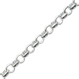 Rollo chain with 3.8mm rings metal silver plated (1m)